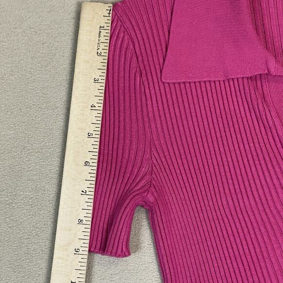 Salt Murphy Shirt Womens‎ XS Pink Ribbed Stretch Short Sleeve V Neck Blouse - Picture 5 of 10